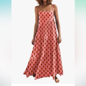 Vibrant Pink and Brown Maxi Dress